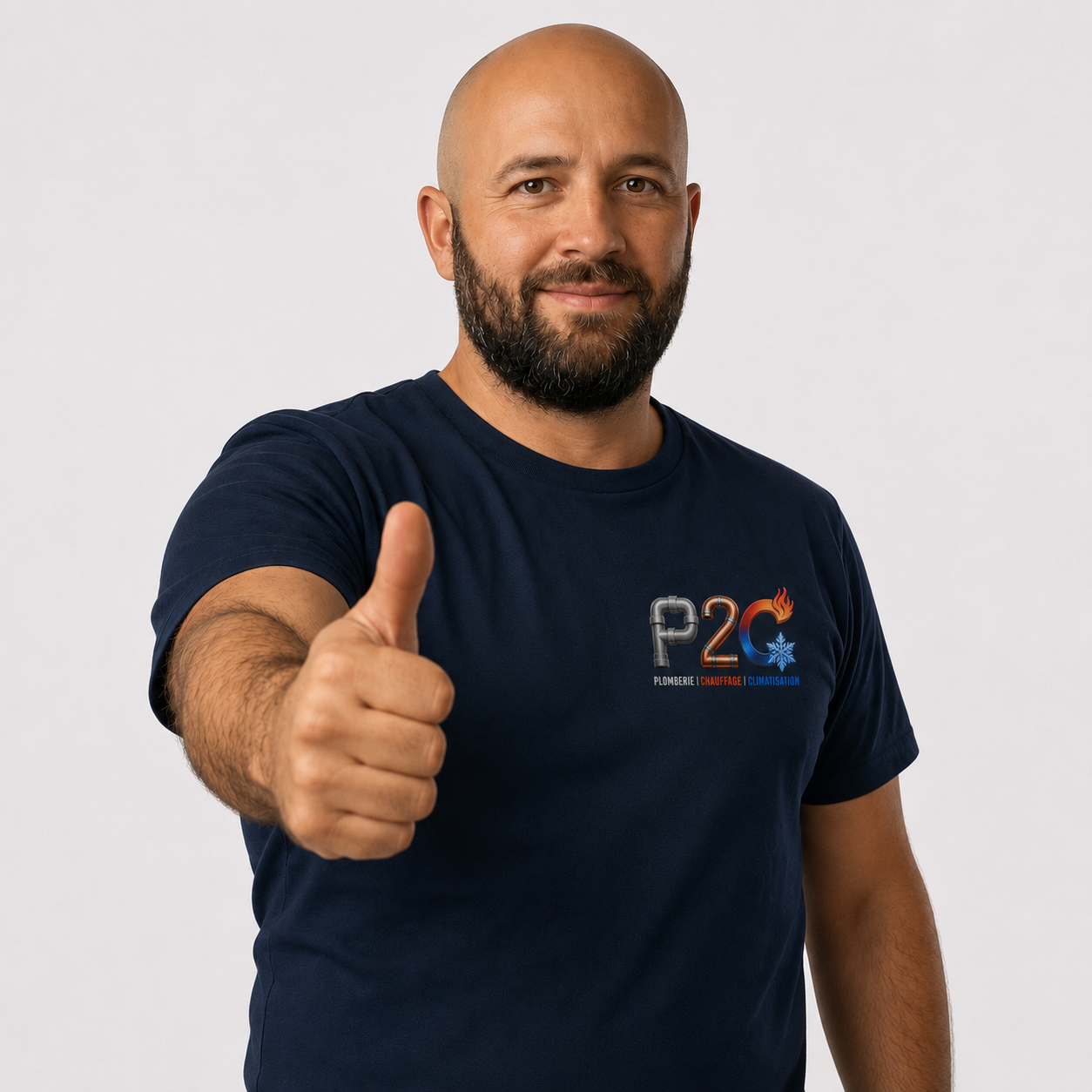 Gaëtan Dupuich, plombier chauffagiste P2C Pro, pouce levé